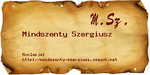 Mindszenty Szergiusz névjegykártya